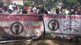 South Africans march against the presence of foreign migrants in Johannesburg