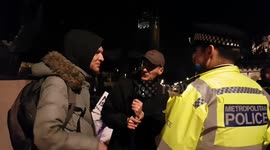 Counter-protester removed by police he antagonises attendees at a Nationality and Borders Bill demonstration