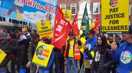 Rmt union and Churchill cleaners oicket xonservative head office central london over conditions of outsourced work
