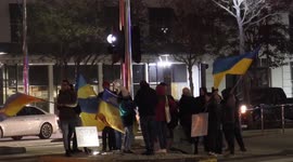 Protesters gather in Houston in response to Russia's invasion of Ukraine