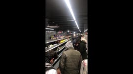 Residents seen panic-buying at supermarket in Ivano-Frankivsk as Russia launches attack on Ukraine