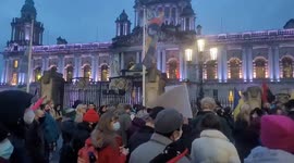 Anti-war rally starts down at Belfast City Hall in UK