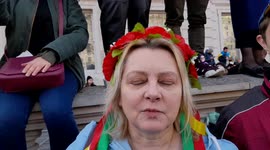 Mother and son fear for family in the Ukraine London protest