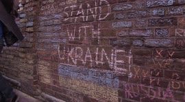 Russian embassy in London defaced, egged, covered with messages of support for Ukraine