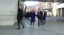 UK Foreign Secretary Liz Truss arrives at BBC amid war in Ukraine