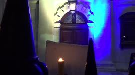 Candle tributes to Ukraine outside St Martin-in-the-Fields church lit up in blue and yellow - London