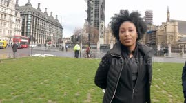 Sahsa Johnson during a small protest during lockdown comments on housing and the royal family | LONDON | 25-03-21