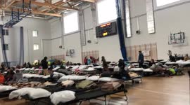 Refugee shelter near the Polish-Ukrainian border in the town of Przemyśl