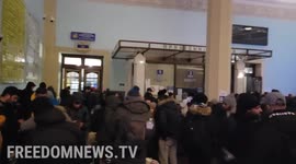 Lviv railway station packed as locals attempt to get last trains out of city