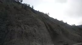 Dramatic moment mud and rocks crash down hill in Kashmir