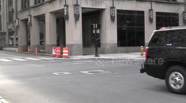 President of the United States Joe Biden departs the Hotel du Pont in Wilmington, Delaware after meeting with national labor unions leaders on March 5, 2022