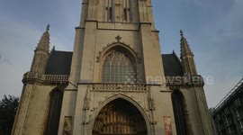 Sint-Baafsplein and near buildings at Ghent, Belgium