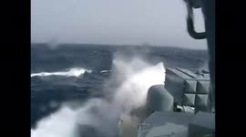 Huge 12-metre wave slams into side of German warship off West African coast