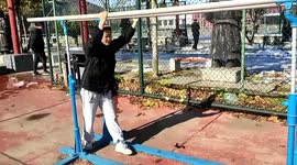 Parallel bars break when woman attempts to show off her skills in China