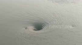 Crazy whirlpool created huge water dam in Bhaktapur, Nepal