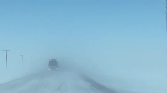 Blowing snow cause travel problems on Saskatchewan Canada highways