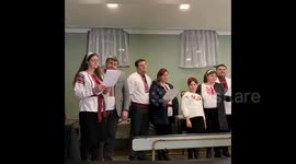 Church choir sings in basement during alarm in Nikopol, Ukraine