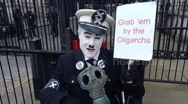 Disabled man's great dictator speech protest dowing street against putin