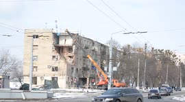 Residential building after Russian bombing in Kharkiv, Ukraine