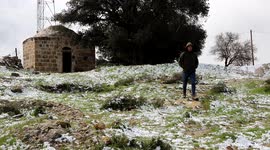 Snow blankets ground south of Nablus in West Bank