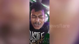 Terrified young man goes on expletive-filled rant during fair ride in eastern India