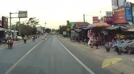 Runaway cow dashes across road into oncoming cars in Cambodia