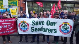 RAIL and Maritime workers stage emergency protest at P and O head office london