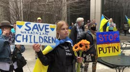 “We will not forgive, and we will not forget”: Ukraine supporters protest Russian invasion outside UNICEF office in New York
