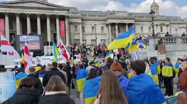 Ukraine solidarity protest held in London's iconic Trafalgar Square