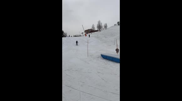 Attempt at a ski jump which ends with a fail