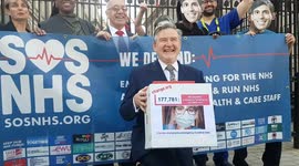 NHS staff hand in petition to Downing Street ahead of Rishi Sunak's Spring Statement