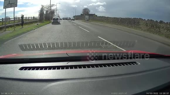 Older Driver cuts off a car pulling out then pulls out more and hits a Driving instructors vehicle