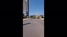Incident at Olympic Park pool in Stratford, east London - first responders on the scene