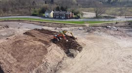 Construction site St Helens, Merseyside by drone
