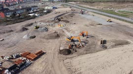 Construction site St Helens, Merseyside by drone