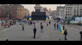 Stage were erected at Trafalgar Square for Free Ukraine protest tomorrow