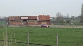 BMW car goes off the track, rabbit takes his escape route in the background