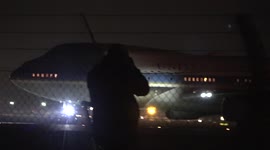 Air Force One carrying US President Biden lands at RAF Mildenhall, Suffolk