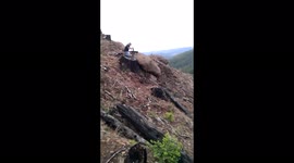 Risky manoeuvre as giant boulder is sent downhill in Oregon, United States