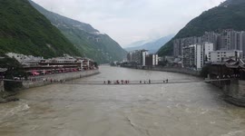 Footage Of Luding Bridge In Yaan, Sichuan, China