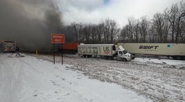 Walkthrough crash scene as 80 vehicles collide on snowy Pennsylvania highway