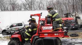 Fiery 80 Vehicle pileup with fire on Pennsylvania Interstate highway