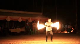 Locals perform mesmerising fire dance to promote tourism in terrorism-ravaged southern Thailand