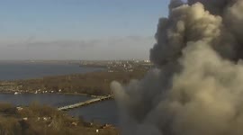 Security camera shows moment Russian missile hits government building in southern Ukrainian city