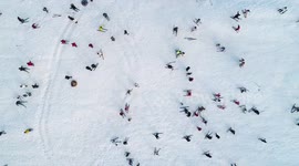 Footage Of Tourists Skiing At The Ancient Canal Ski Resort in Huaian, China