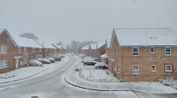 Heavy snow falls in Harrogate in North Yorkshire in UK