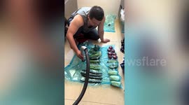 Bizarre video shows man using VACUUM to extend shelf-life of vegetables during latest China lockdown