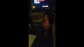 Baby Argues with Daddy over remote and puts on a movie at the end