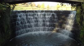 Drone footage of Ripley Lake and waterfall in North Yorkshire