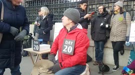 Candlelit vigil on day 20 of environmental activist Angus Rose's hunger strike outside House of Commons